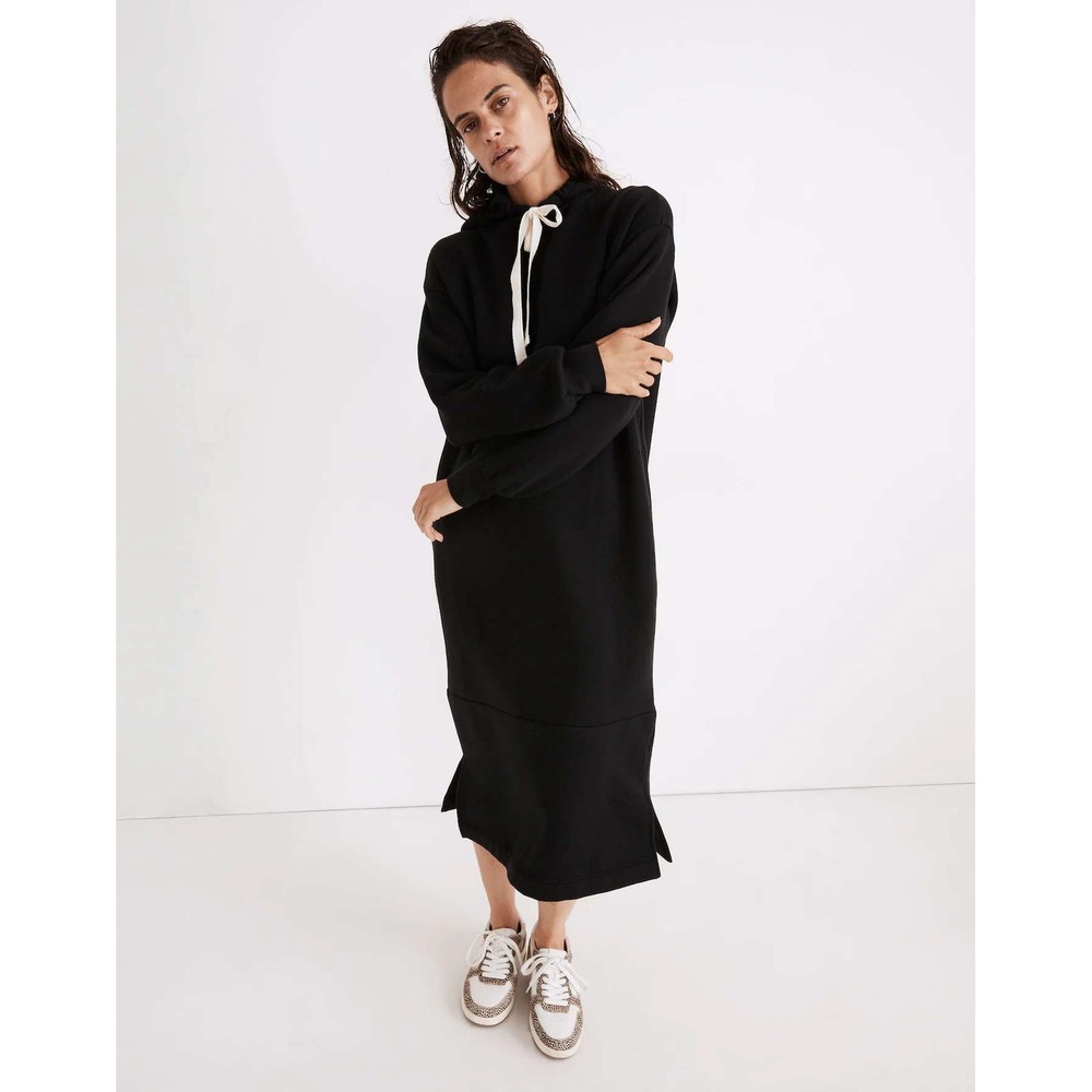 Madewell MWL Womens‎ Betterterry Hoodie Sweatshirt Dress M Black Loungewear Cozy